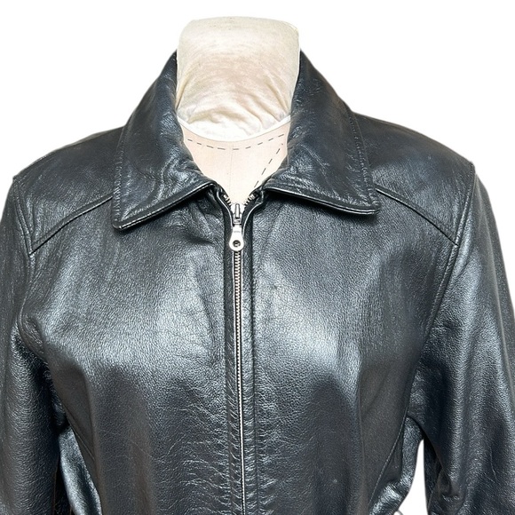Vintage Wilsons The Leather Experts Leather Jacket Belted Black L - Picture 3 of 14